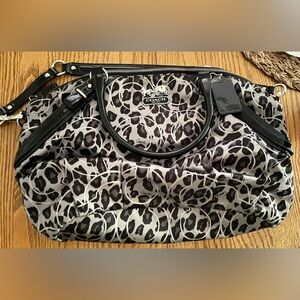 Coach Black & Gray Leopard Print Purse